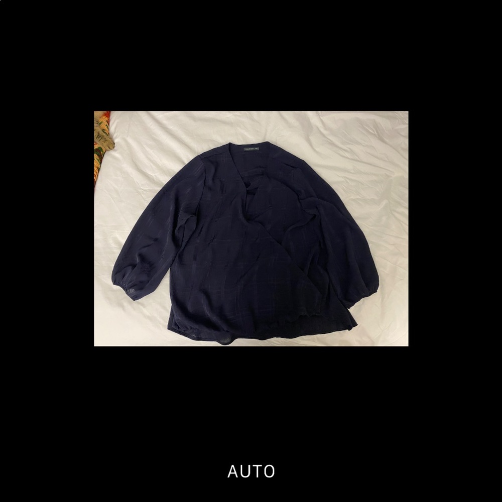 Navy blue V neck blouse